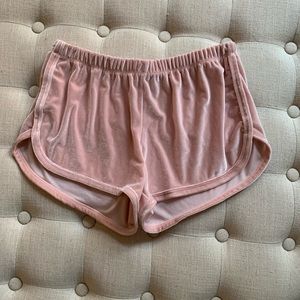 BRANDY MELVILLE PINK VELVET SHORTS